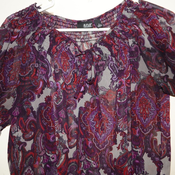 T-shirt Femme A.n.a. Beige Avec Perles Et Volants - Taille M - Manches Courtes - Occasion Très Bon état